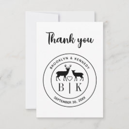 Hjort Monogram Rustic Landsbyggsbröllop par Namn Tack Kort
