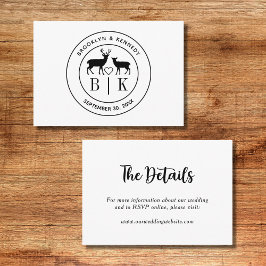 Hjort Monogram Rustik Landstil Bröllop Par Namn Tilläggskort