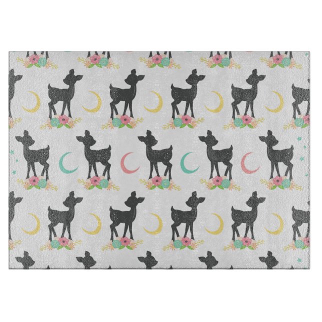 Hjort Mönster, Baby Hjort, Boho, Flowers, Måne (Framsidan)
