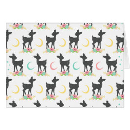 Hjort Mönster, Baby Hjort, Boho, Flowers, Måne Hälsningskort