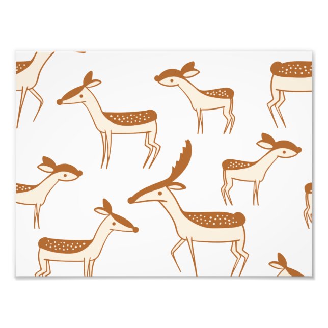 Hjort Mönster Design Animal Cute Postcard Fototryck (Framsidan)