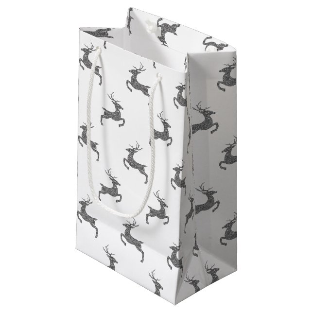 Hjort Mönster i Faux Grått Glitter Struktur (Framsidan Vinklad)