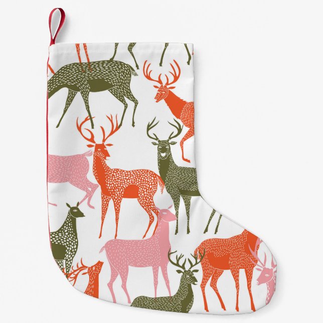 Hjort Motif: Dekorativt sjölöst Mönster Liten Julstrumpa (Framsidan)