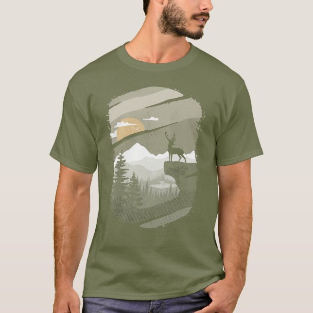 Hjort Mountain Forest för manar Boys T Shirt (Framsida)