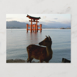 Hjort och Big Red Grind vid Miyajima i Japan Vykort