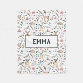 Hjort och blommor personailzed bebisfilt fleecefilt