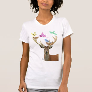 Hjort- och fågelskådespel tee shirt