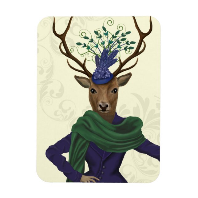 Hjort och fascinator 2 magnet (Vertikal)