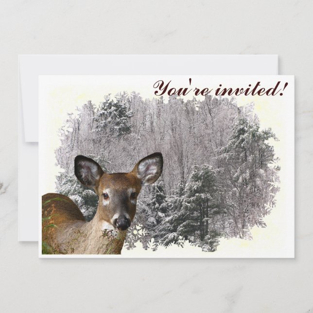 Hjort och Frosty Backe Winter Solstice-inbjudan Inbjudningar (Framsida)