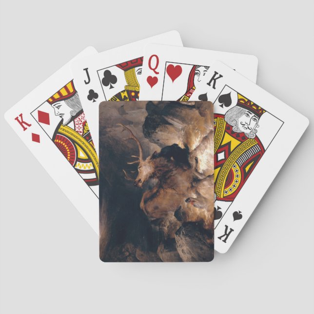 Hjort och Hundar i en bergsflod i Torrential Casinokort (Baksidan)