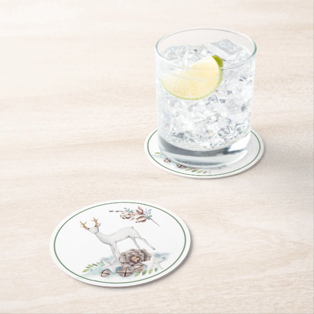 Hjort och Juldekorationer i pastellform Underlägg Papper Rund (Insitu)