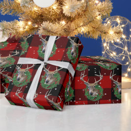 Hjort och julfrö i Snöflingor Presentpapper