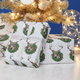 Hjort och julfrö i Snöflingor Presentpapper