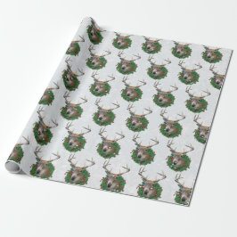 Hjort och julfrö i Snöflingor Presentpapper