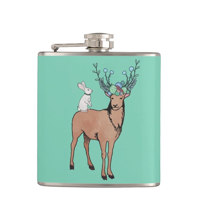 Hjort- och kaninflaska fickplunta (Framsidan)