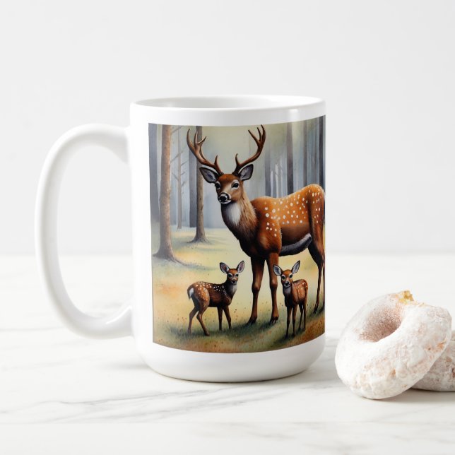 Hjort Och Kid I Skog Vilda Djur Kaffemugg (Med munk)