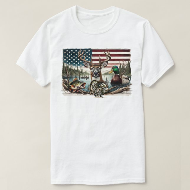 Hjort och landsbygden i USA T Shirt (Design framsida)