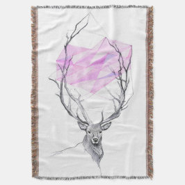 Hjort och rosa, geometrisk hjärtekonst teckning Dj Filt