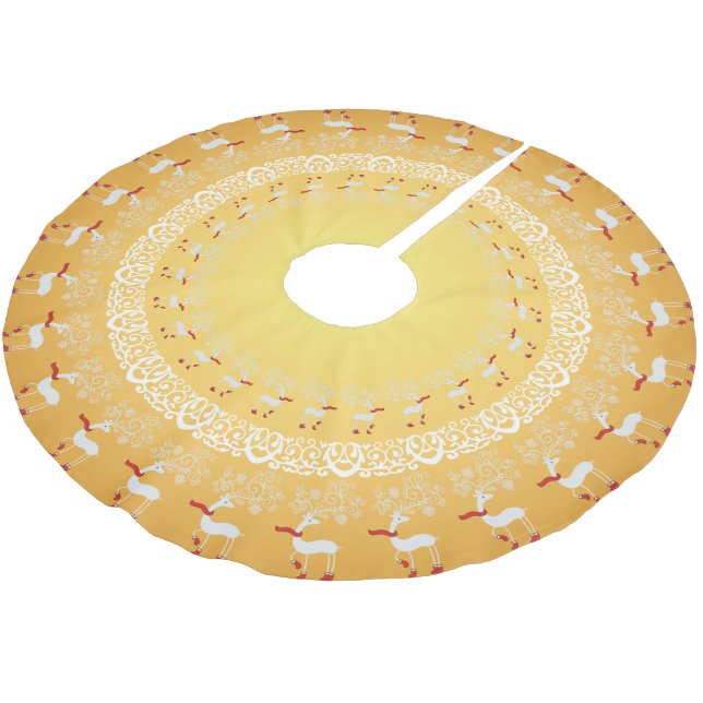 Hjort och Snöre vid den viskliga julklappningen i  Julgransmatta Borstad Polyester (Vinklad)