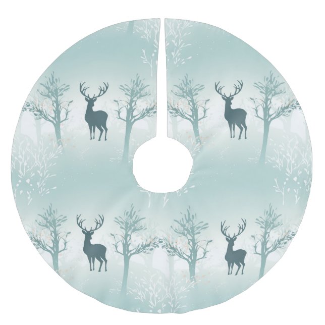 Hjort och Träd Mönster Julgransmatta Borstad Polyester (Framsidan)