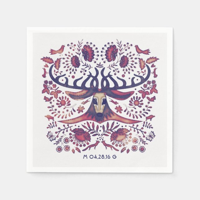 Hjort och trädjur Bröllop Pappersservett (Framsidan)
