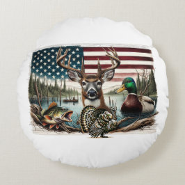 Hjort och USA Land Rund Kudde
