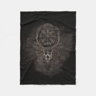 Hjort och Vegvisir - Viking navigeringkompass Fleecefilt