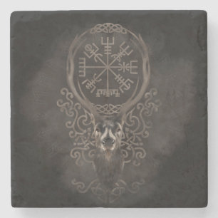 Hjort och Vegvisir - Viking navigeringkompass Stenunderlägg