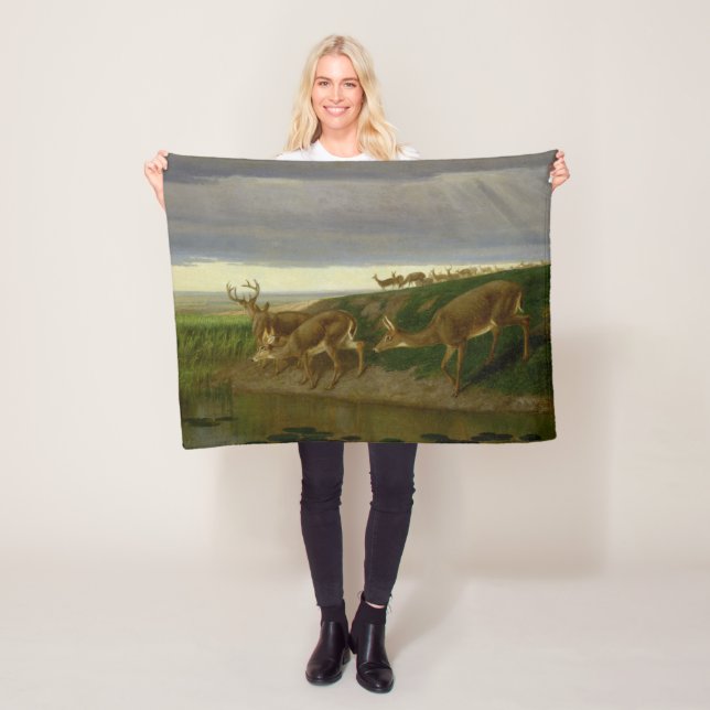 Hjort om Prairie (av William Holbrook Beard) Fleecefilt (På plats)