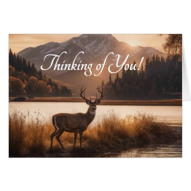 Hjort på berget Sjö Blank Inside Hälsningskort (Framsidan Horizontal)
