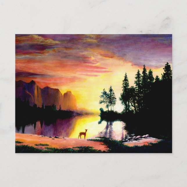 Hjort på Dawn Photo Print Vykort (Framsida)