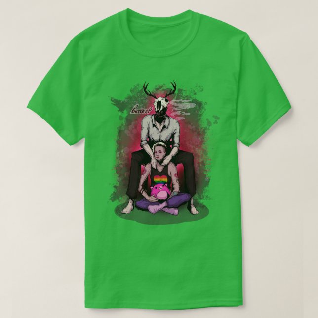 Hjort pappa 10 Eftervård Massage Fine Art Print T Shirt (Design framsida)