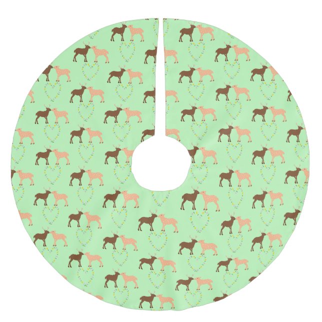 Hjort par och Daisy Heart Julgransmatta Borstad Polyester (Framsidan)