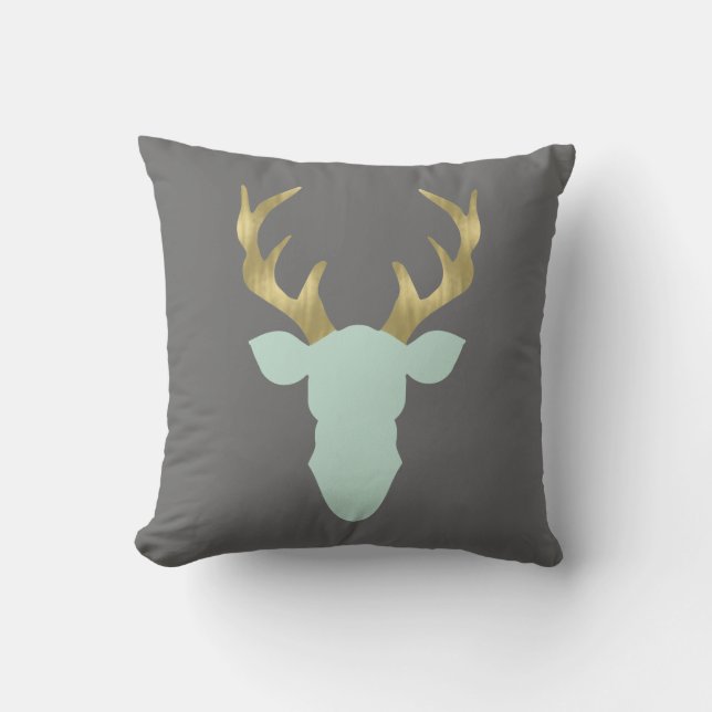 Hjort Pillow, Hjort Head, Antlers, Editable Färg Kudde (Framsida)