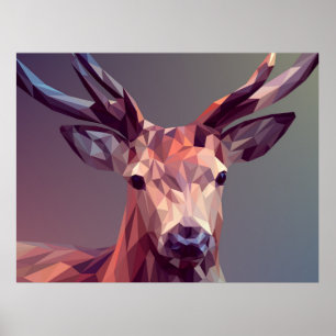 Hjort Polygons Art Design Graphics Animal Stag Pos Poster