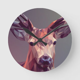 Hjort Polygons Art Design Graphics Animal Stag Pos Rund Klocka