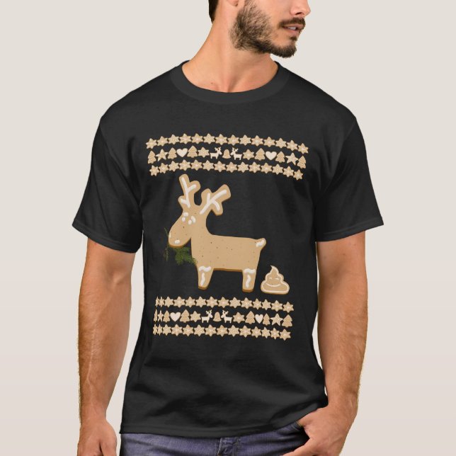 Hjort Poop Emoji Ugly jul S T Shirt (Framsida)