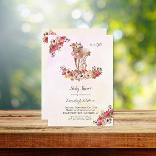 Hjort Rabbit Baby Shower Boho Chic Blommigt Inbjudningar