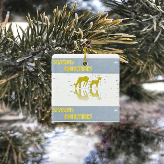 Hjort Reflection- Star Julgransprydnad Keramik (This Deer Reflection Ceramic Ornament, makes a charming keepsake!)