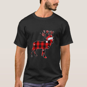 Hjort Reindeer Buffalo Plade Santa Hat Julafton Hj T Shirt