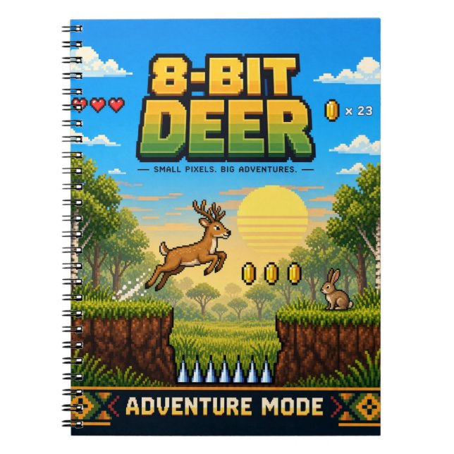 Hjort, Retro 8-Bit Pixel Art Anteckningsbok (Framsidan)