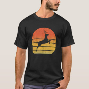 Hjort Retro Vintage 60s 70:s Sunset Vild Animal T Shirt