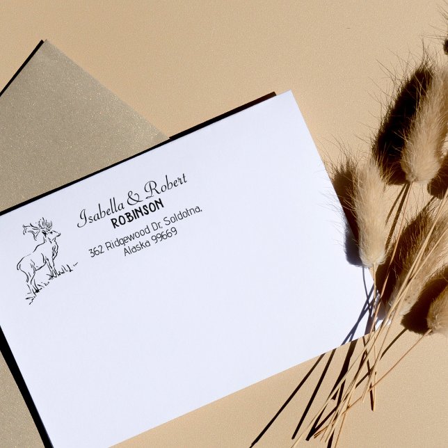 Hjort Returadress Family Stämpel (Skapare uppladdad)