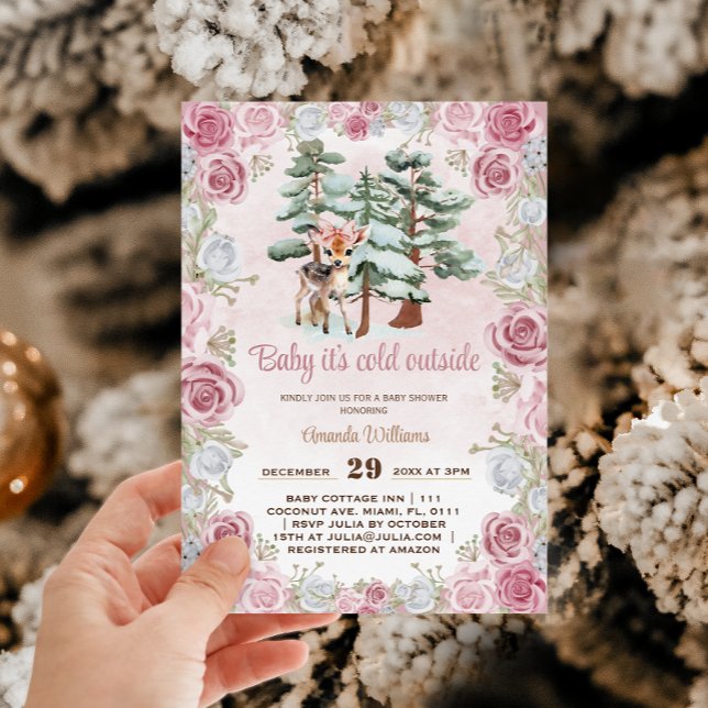 Hjort Rosa Flicka Shower Inbjudningar (Skapare uppladdad)