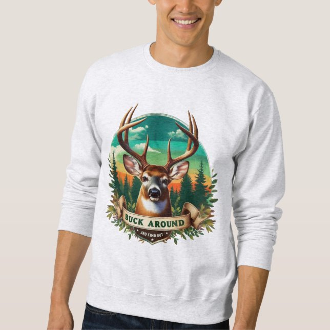 Hjort runt herrens sweatshirt (Framsida)