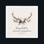 Hjort rustik botanisk höst lada födelsedagsfest pappersservett<br><div class="desc">Hjort rustik botanisk höst födelsedagsfest design</div>