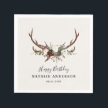 Hjort rustik botanisk höst lada födelsedagsfest pappersservett<br><div class="desc">Hjort rustik botanisk höst födelsedagsfest design</div>