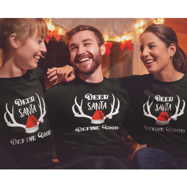 Hjort Santa Define Bra jul Hunting Antlers Lång Ärmad Tröja (Skapare uppladdad)