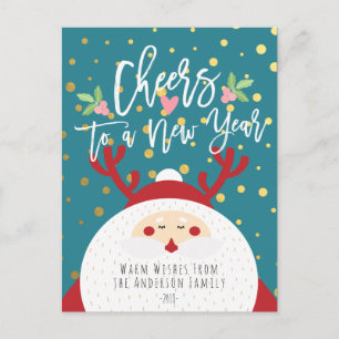 Hjort Santa God jul Gott nytt år Hälsning Helg Vykort
