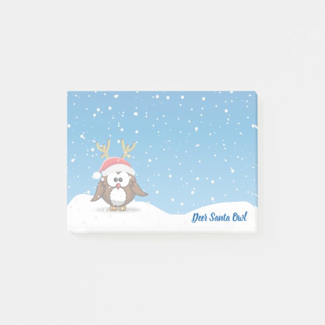 Hjort Santa Uggla Post-it Block (Framsida)